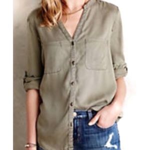 Anthropologie  Holding Horses Olive Button-down XS
